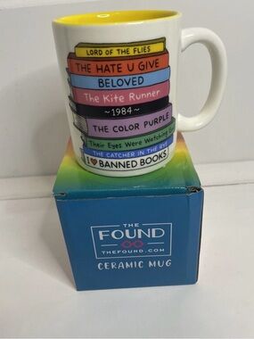 Ceramic 'I ♥ Banned Books' Mug - Yellow Interior